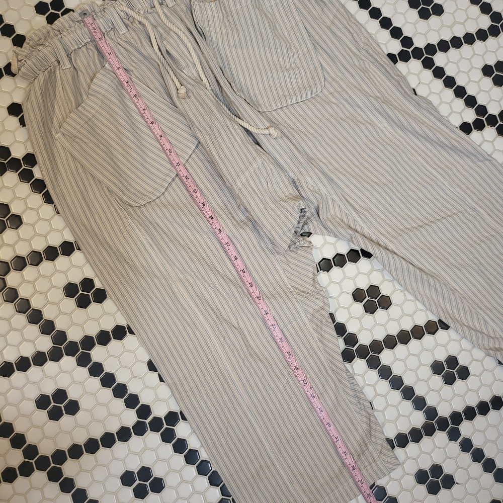 Free People Runyon Oversized Stripe Trousers Grey Blue Small - Picture 8 of 11